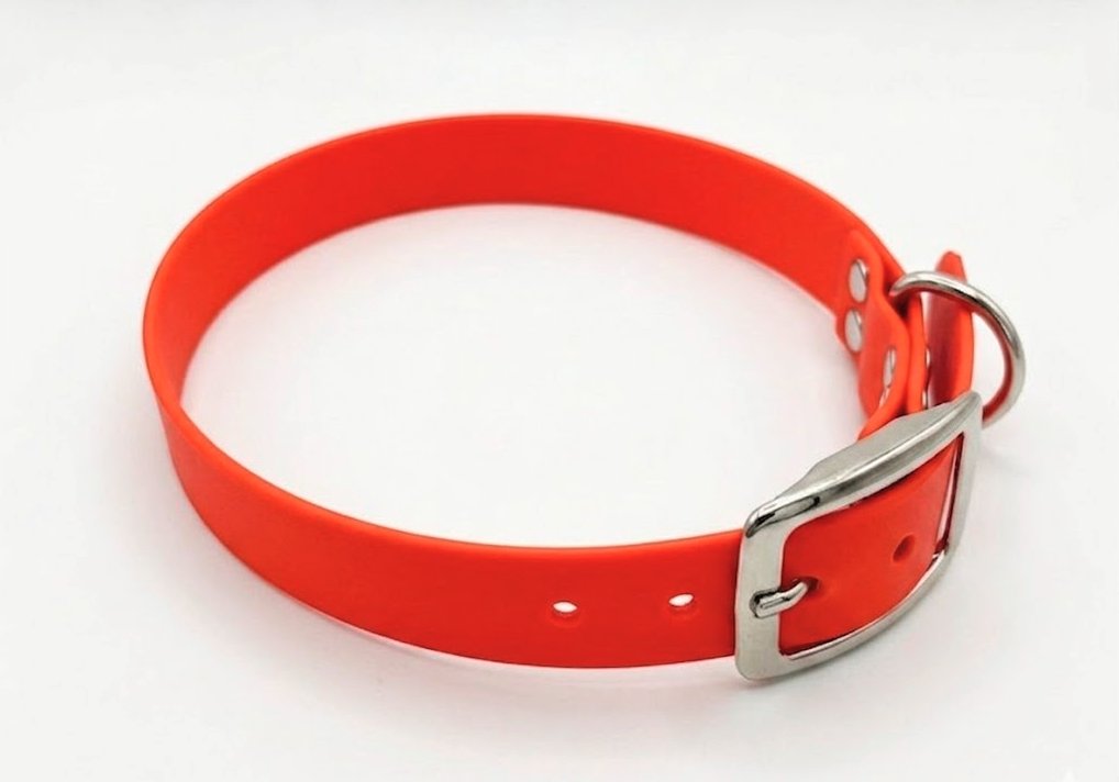Collier Chien Biothane Orange Néon – Haute Visibilité – Collier Therion